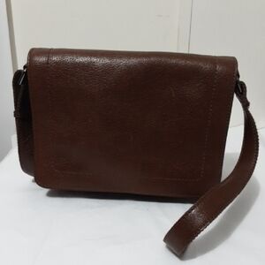 GENICCI Flap Over Genuine Brown Leather Bag